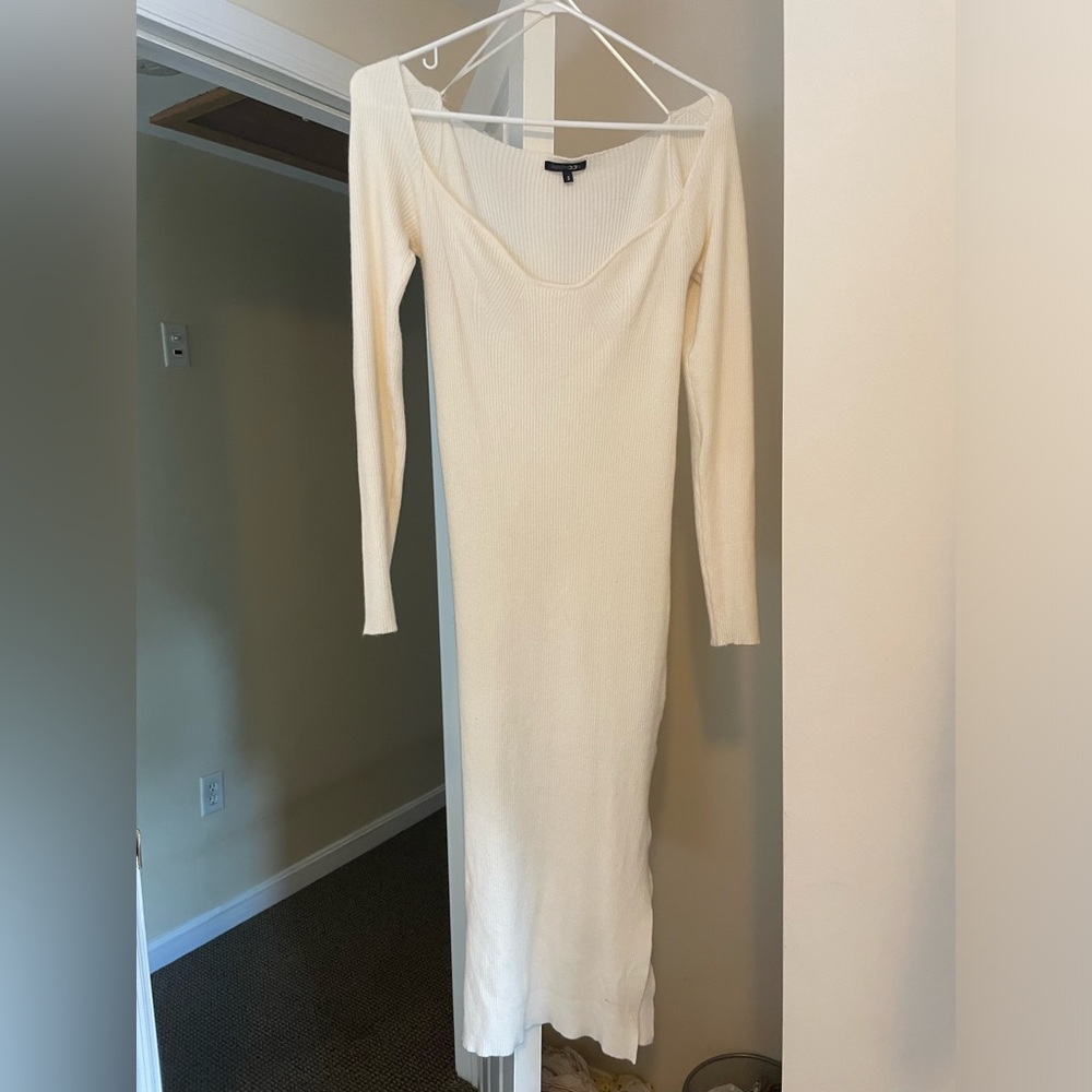 Cream Paper Moon Rib Knit Dress